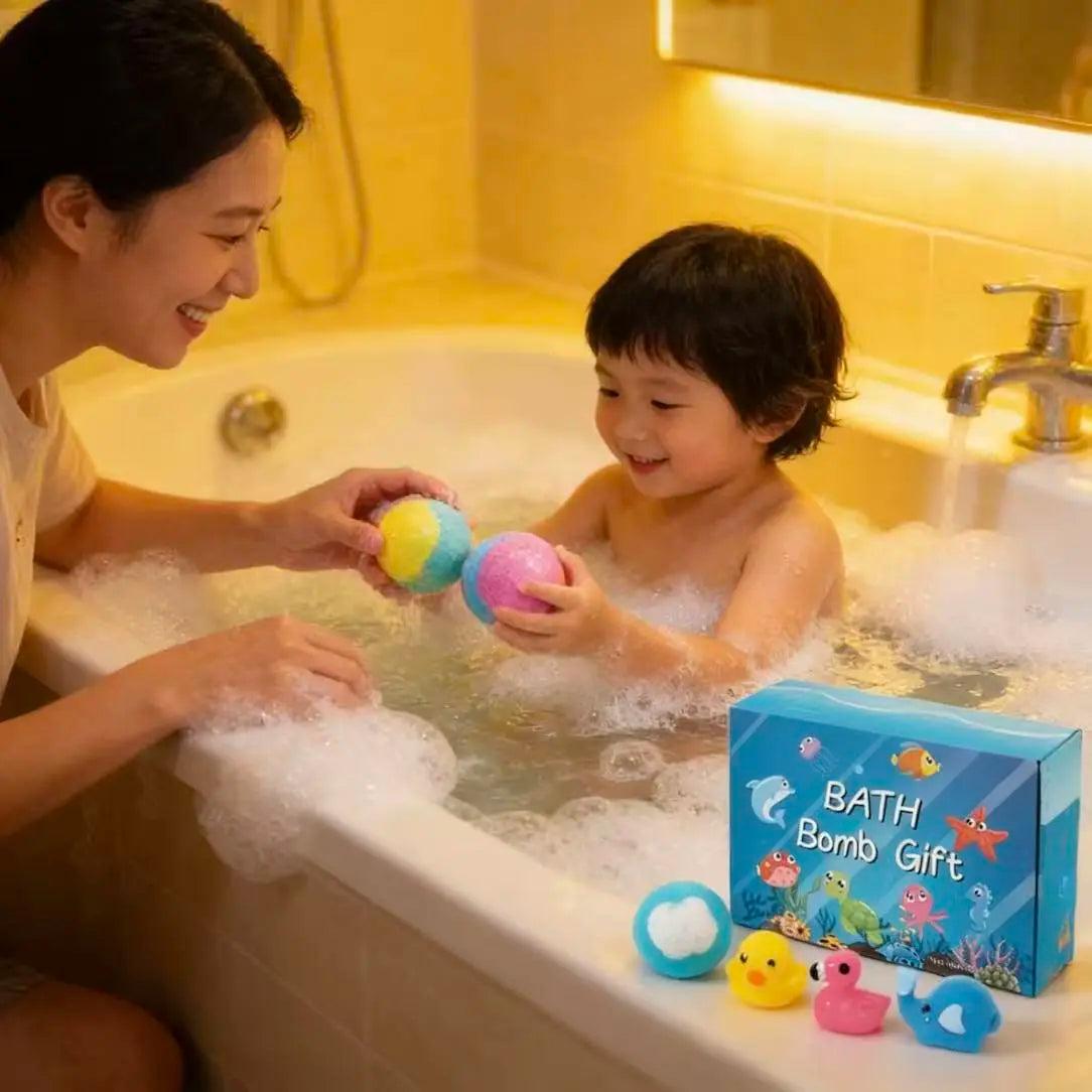 12 Pack Kid Bath Bombs with Surprise Toy, Natural Bubble Spa Gift Set