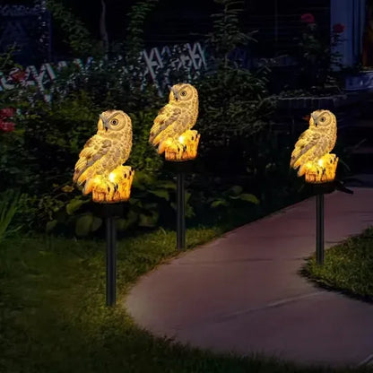 🔥Hot Sale🔥Garden Solar Lights Outdoor Decorative Resin Owl Solar LED Lights with Stake for Garden Lawn Pathway Yard Decortions